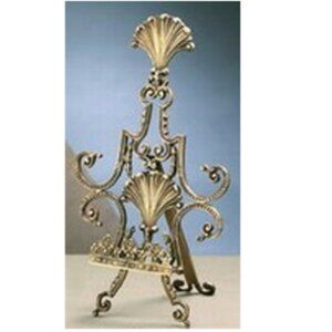ANTIQUE BRASS FILAGREE LEAF EASEL  18"H 9.5"W
